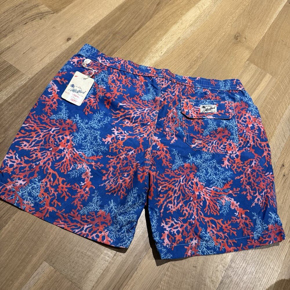 Hartford Men’s Swim Shorts Trunks Mesh Lined 6” Inseam Blue Pink Coral XXL NWT